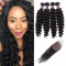 indian deep wave 4 bundles with lace closure