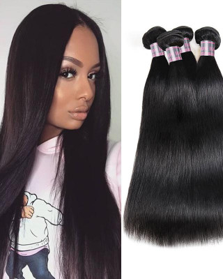 Virgin Peruvian Straight Hair 4 Bundles Human Hair Weave