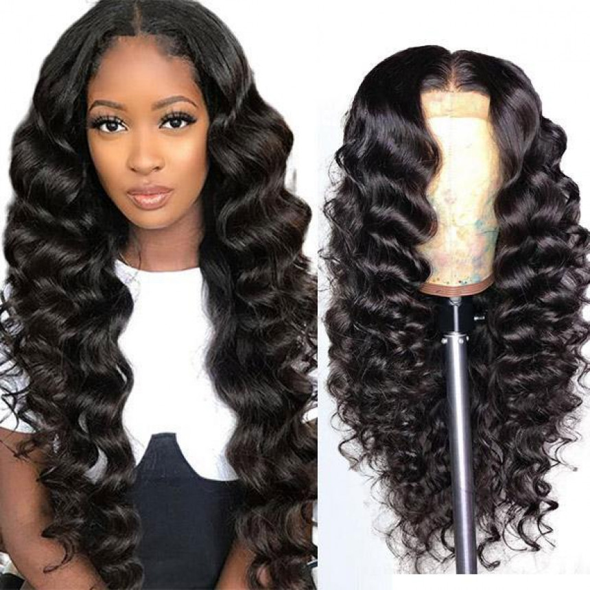 Loose Deep Wave Hair T Part Lace Front Wig 100 Virgin Human Hair Wigs 